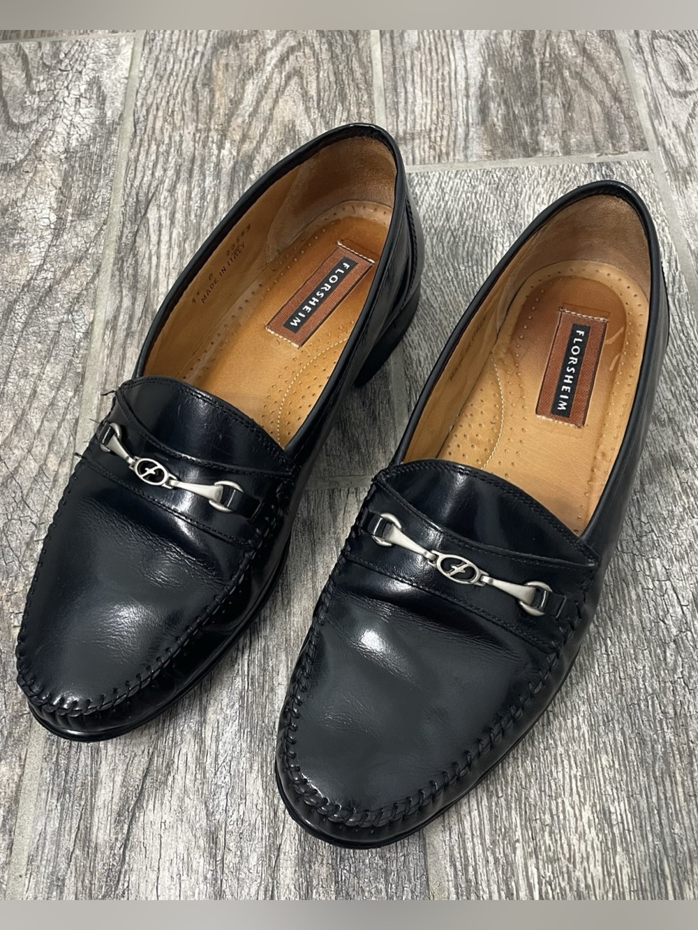 Florsheim Italian Horsebit Loafers Black Leather US 11 D Preppy Quiet Luxury